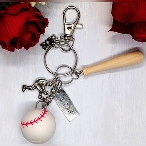 ⭐ Baseball with Bat Catcher Custom Keychain